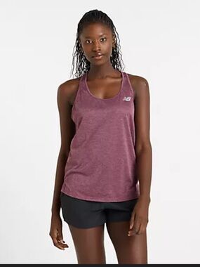 New Balance Women's Racerback Tank Top in Plum Burgundy large
